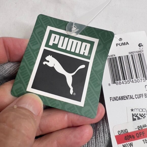 Puma Men's Evercat Fundamental Ribbed-Knit Beanie - Grey One Size - Picture 4 of 7